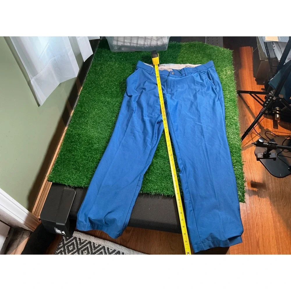 Adidas Mens Golf Pants Blue Flat Front Performance Trousers 36x29